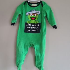 Sesame Street Oscar the Grouch green sleeper/footie